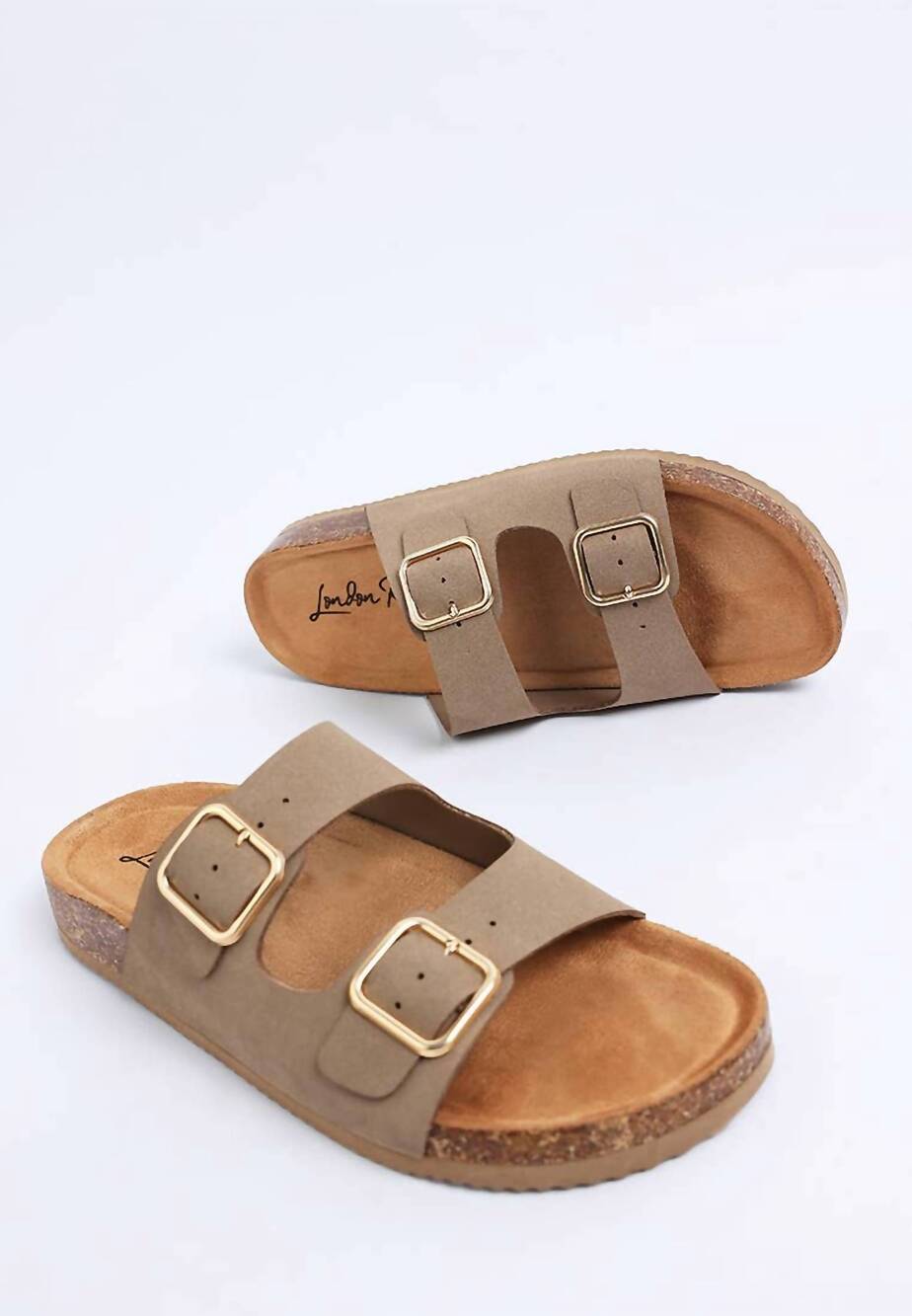 NEW RAG COMPANY women's london rag gloriosa double strap sandals in taupe smooth